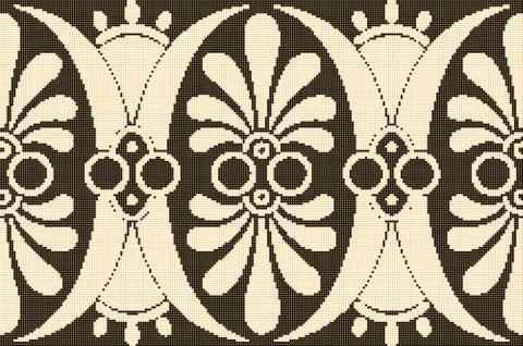 Halftone colorful seamless retro pattern brown curve oval round garden leaf Illustrazione stock