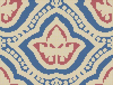 Halftone colorful seamless retro pattern dot curve line round flower イラスト素材