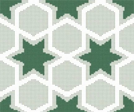 Halftone colorful seamless retro pattern green polygon cross star frame Stock Illustration