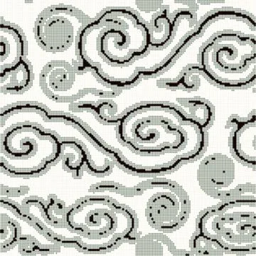 Halftone colorful seamless retro pattern oriental Chinese spiral curve cloud Ilustración de archivo