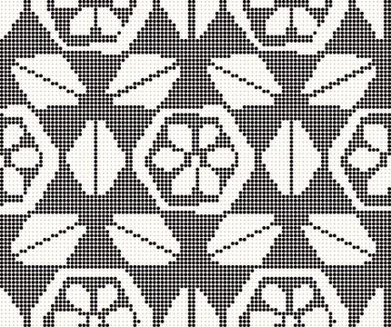 Halftone colorful seamless retro pattern polygon cross triangle flower Stock Illustration