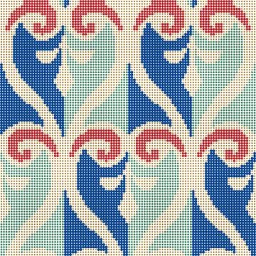 Halftone colorful seamless retro pattern spiral curve aboriginal geometry Stock Illustration