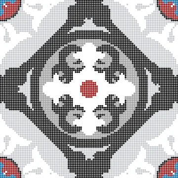 Halftone colorful seamless retro pattern square geometry round curve cross Stock Illustration