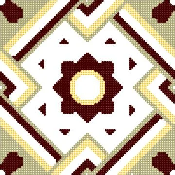 Halftone colorful seamless retro pattern cross square frame flower イラスト素材