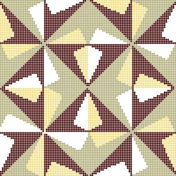 Halftone colorful seamless retro pattern triangle geometry cross kaleidoscope Stock Illustration