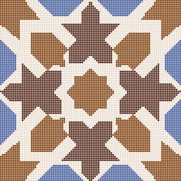 Halftone colorful seamless retro pattern geometry star polygon shape 스톡 일러스트