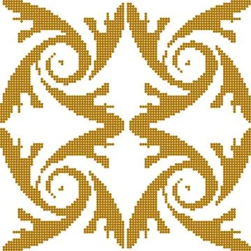 Halftone colorful seamless retro pattern gold feather spiral vortex Stock Illustration