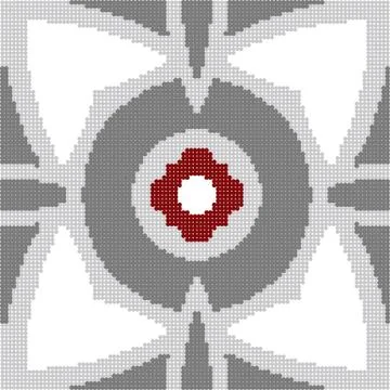 Halftone colorful seamless retro pattern grey round geometry red flower 스톡 일러스트