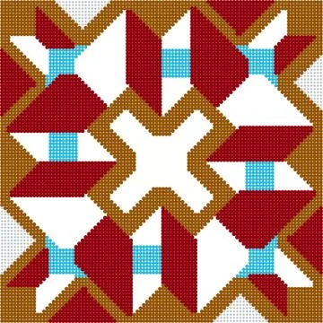 Halftone colorful seamless retro pattern check square geometry cross kaleidos Stock Illustration