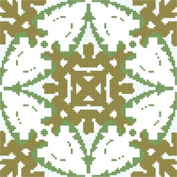 Halftone colorful seamless retro pattern round curve cross kaleidoscope Stock Illustration