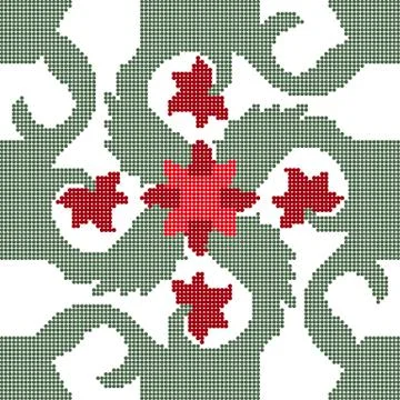 Halftone colorful seamless retro pattern spiral vortex green vine kaleidoscop Stock Illustration