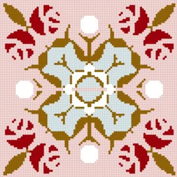 Halftone colorful seamless retro pattern rose flower geometry kaleidoscope Stock Illustration