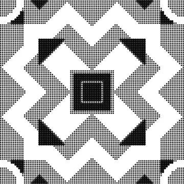 Halftone colorful seamless retro pattern square cross check triangle geometry Stock Illustration