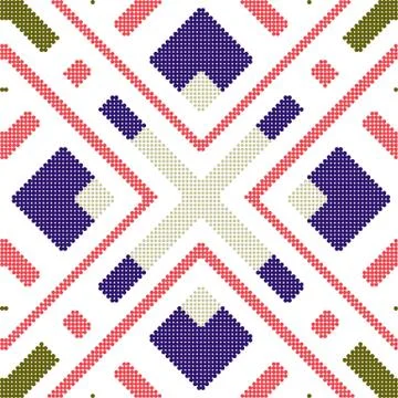 Halftone colorful seamless retro pattern square cross check geometry frame Stock Illustration