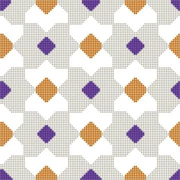 Halftone colorful seamless retro pattern square polygon check cross geometry Stock Illustration