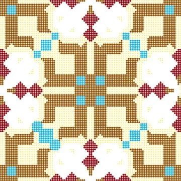 Halftone colorful seamless retro pattern square mosaic kaleidoscope geometry Stock Illustration