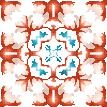 Halftone colorful seamless retro pattern star white flower kaleidoscope cross 스톡 일러스트