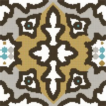 Halftone colorful seamless retro pattern star kaleidoscope geometry cross 스톡 일러스트