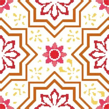 Halftone colorful seamless retro pattern star flower kaleidoscope 스톡 일러스트