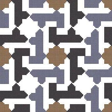 Halftone colorful seamless retro pattern star spiral cross geometry Illustrazione stock