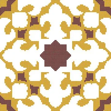 Halftone colorful seamless retro pattern yellow star kaleidoscope Stock Illustration