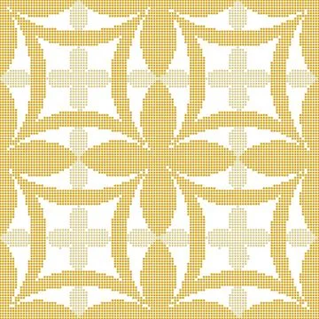 Halftone colorful seamless retro pattern yellow oval cross curve geometry Stock Illustration