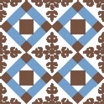 Halftone colorful seamless retro pattern check square cross geometry flower Stock Illustration