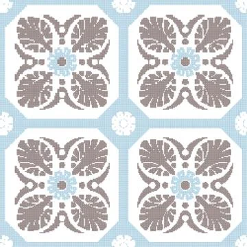 Halftone colorful seamless retro pattern fan shape cross flower 库存插图