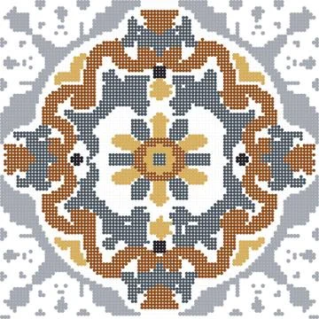 Halftone colorful seamless retro pattern flower oval kaleidoscope Stock Illustration
