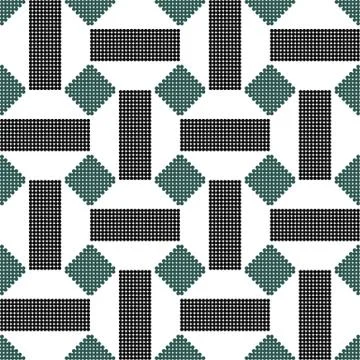 Halftone colorful seamless retro pattern geometry cross square polygon check Stockillustratie