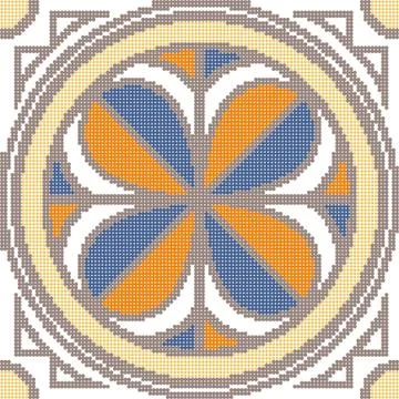 Halftone colorful seamless retro pattern round shape geometry cross flower Stock Illustration