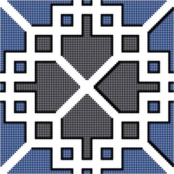 Halftone colorful seamless retro pattern square cross frame geometry check ch Stock Illustration