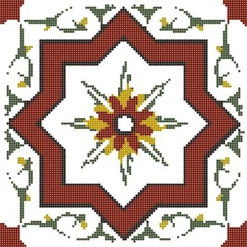 Halftone colorful seamless retro pattern star nature spiral green flower vine 스톡 일러스트