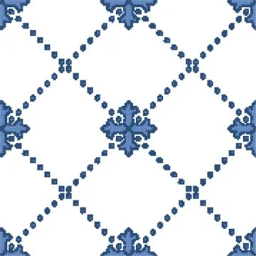 Halftone colorful seamless retro pattern blue dot line check cross Illustrazione stock
