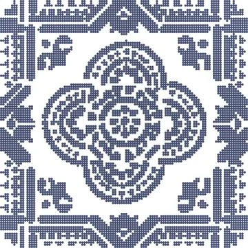 Halftone colorful seamless retro pattern vintage blue line round cross dot ge Illustrazione stock
