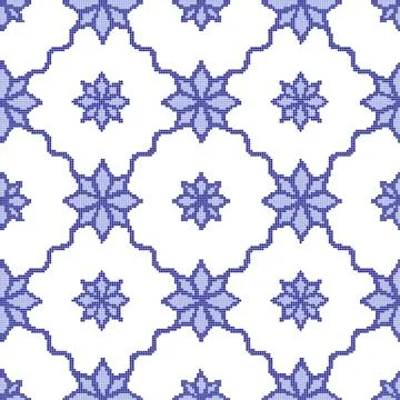 Halftone colorful seamless retro pattern vintage blue star wave cross line fl Stock Illustration