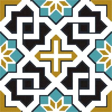 Halftone colorful seamless retro pattern cross chain star flower geometry 스톡 일러스트