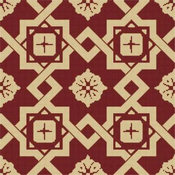 Halftone colorful seamless retro pattern square star cross frame flower 스톡 일러스트