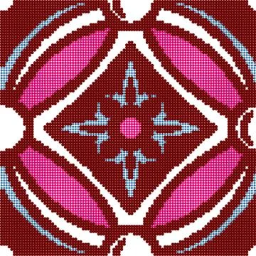 Halftone colorful seamless retro pattern vintage red pink round cross flower Illustrazione stock
