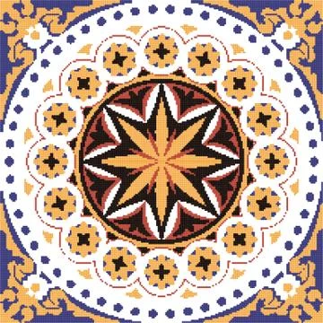 Halftone colorful seamless retro pattern vintage round dot line cross flower Stock Illustration