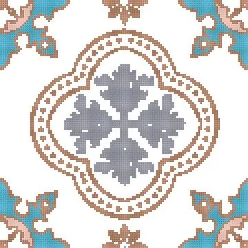 Halftone colorful seamless retro pattern vintage round flower dot kaleidoscop Stock Illustration