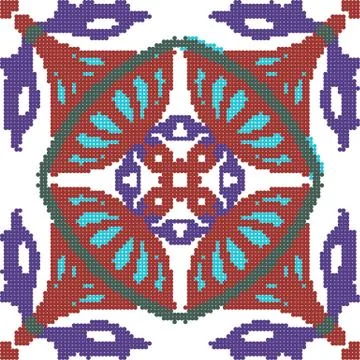 Halftone colorful seamless retro pattern vintage round flower geometry kaleid Stock Illustration