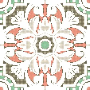 Halftone colorful seamless retro pattern vintage round spiral flower cross fl Stock Illustration