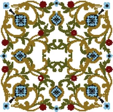 Halftone colorful seamless retro pattern vintage garden spiral cross red flow Stock Illustration