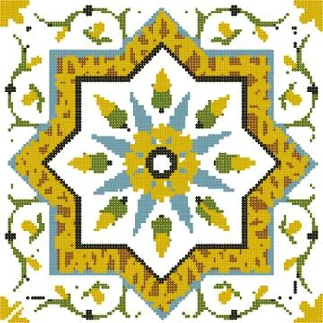 Halftone colorful seamless retro pattern vintage spiral vine flower star geom Stock Illustration