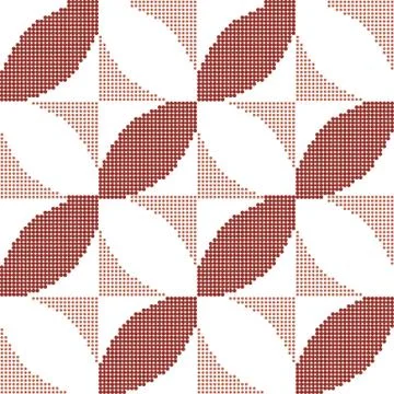 Halftone colorful seamless retro pattern red round cross geometry Stock Illustration