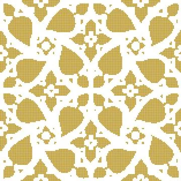 Halftone colorful seamless retro pattern vintage yellow flower spiral cross k Stock Illustration
