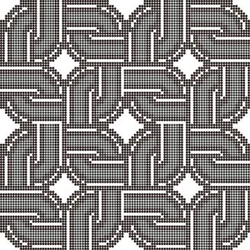 Halftone colorful seamless retro pattern round corner square cross geometry c Stock Illustration