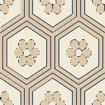 Halftone colorful seamless retro pattern oriental hexagon polygon geometry fr Stock Illustration