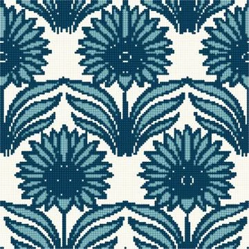 Halftone colorful seamless retro pattern botanic blue point leaf flower 스톡 일러스트